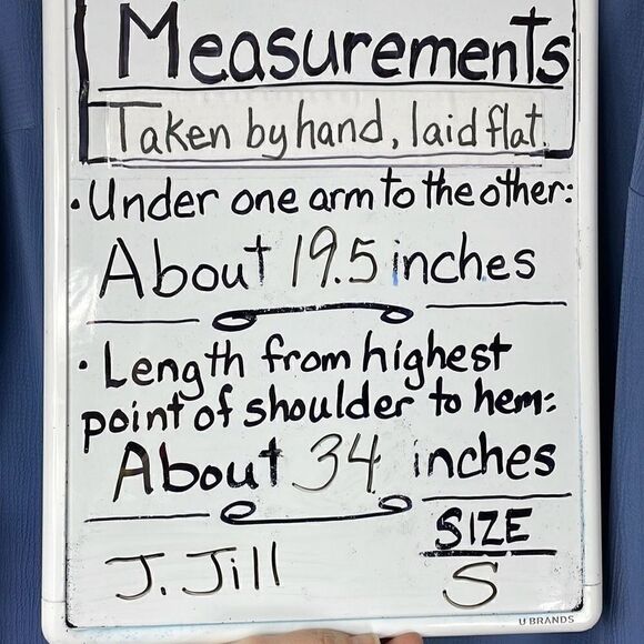 J. Jill blue long tunic 3/4 sleeves side vents boat neck simple textured S - Picture 10 of 10